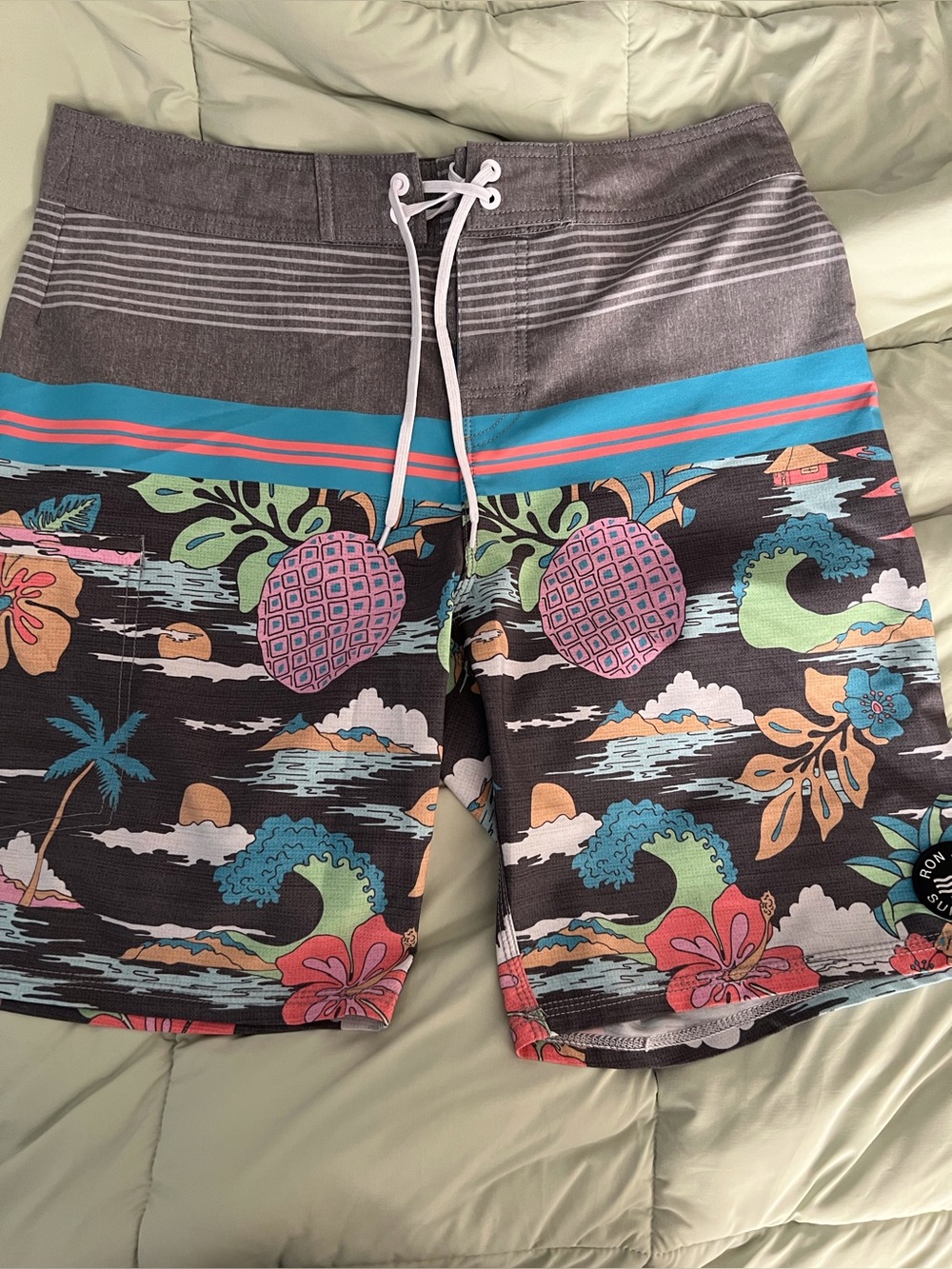 Ron Jon Tropical Pineapple Swim Trunks - Multicolor